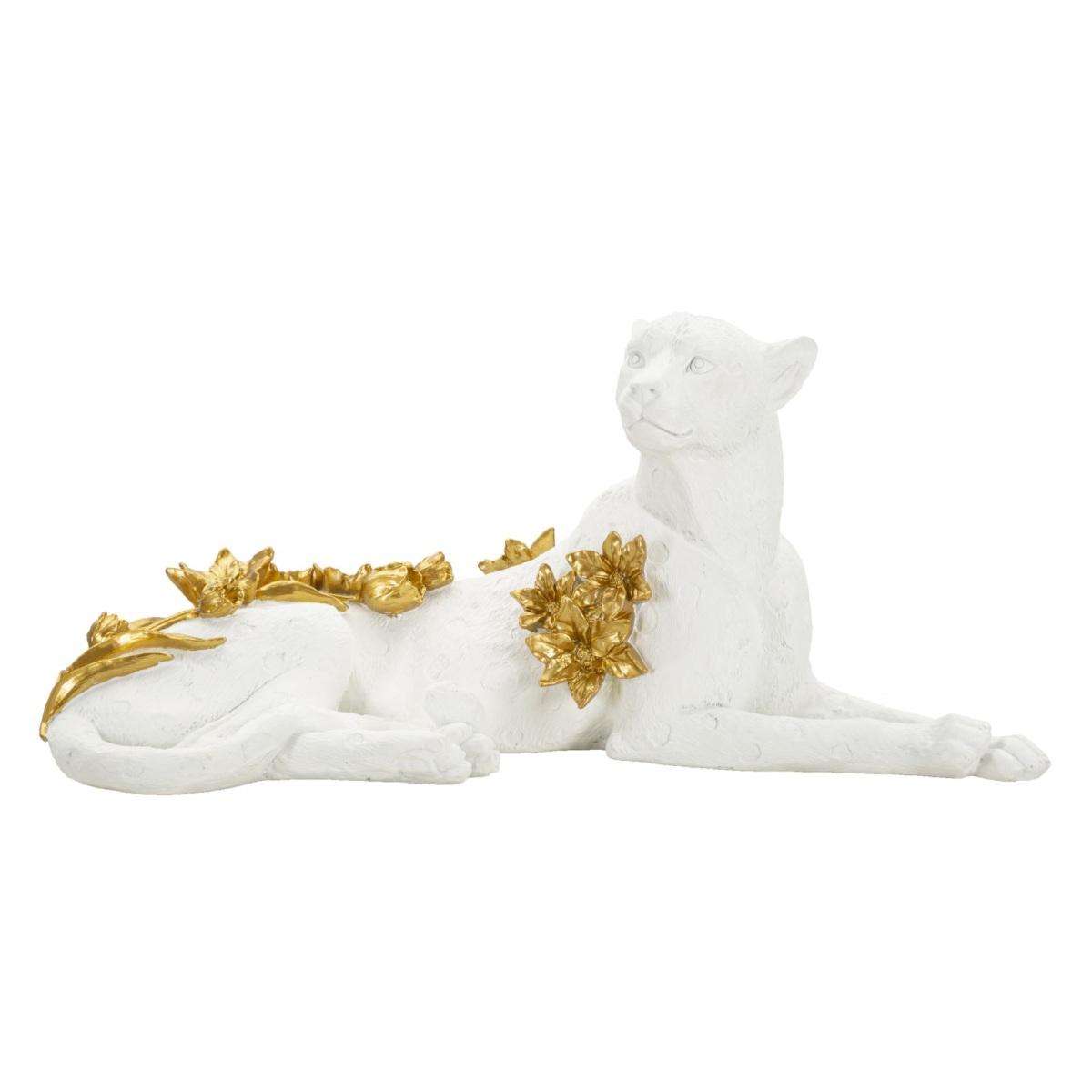 Scultura Leopardo White/Gold cm.53x21,5x24