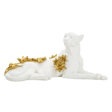 Scultura Leopardo White/Gold cm.53x21,5x24