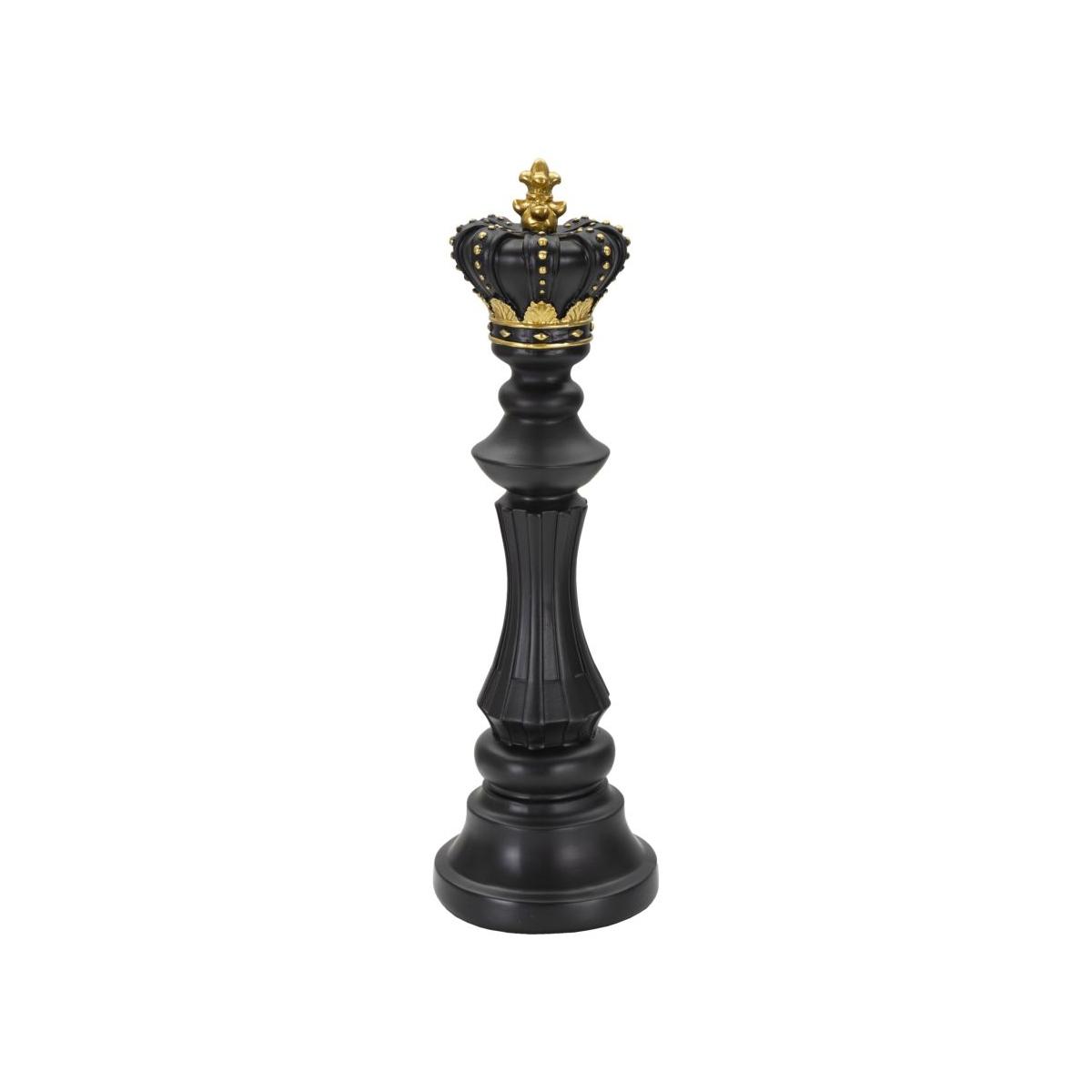 Scultura Re Nero E Oro cm.Ø13x40,5