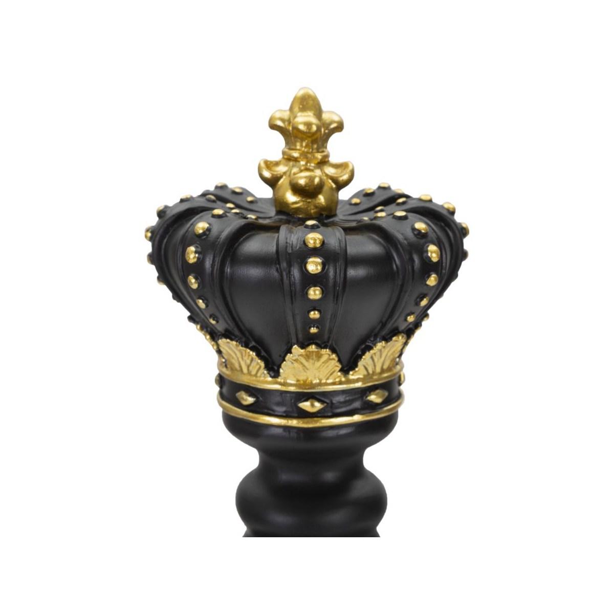 Scultura Re Nero E Oro cm.Ø13x40,5