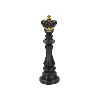 Scultura Re Nero E Oro cm.Ø13x40,5
