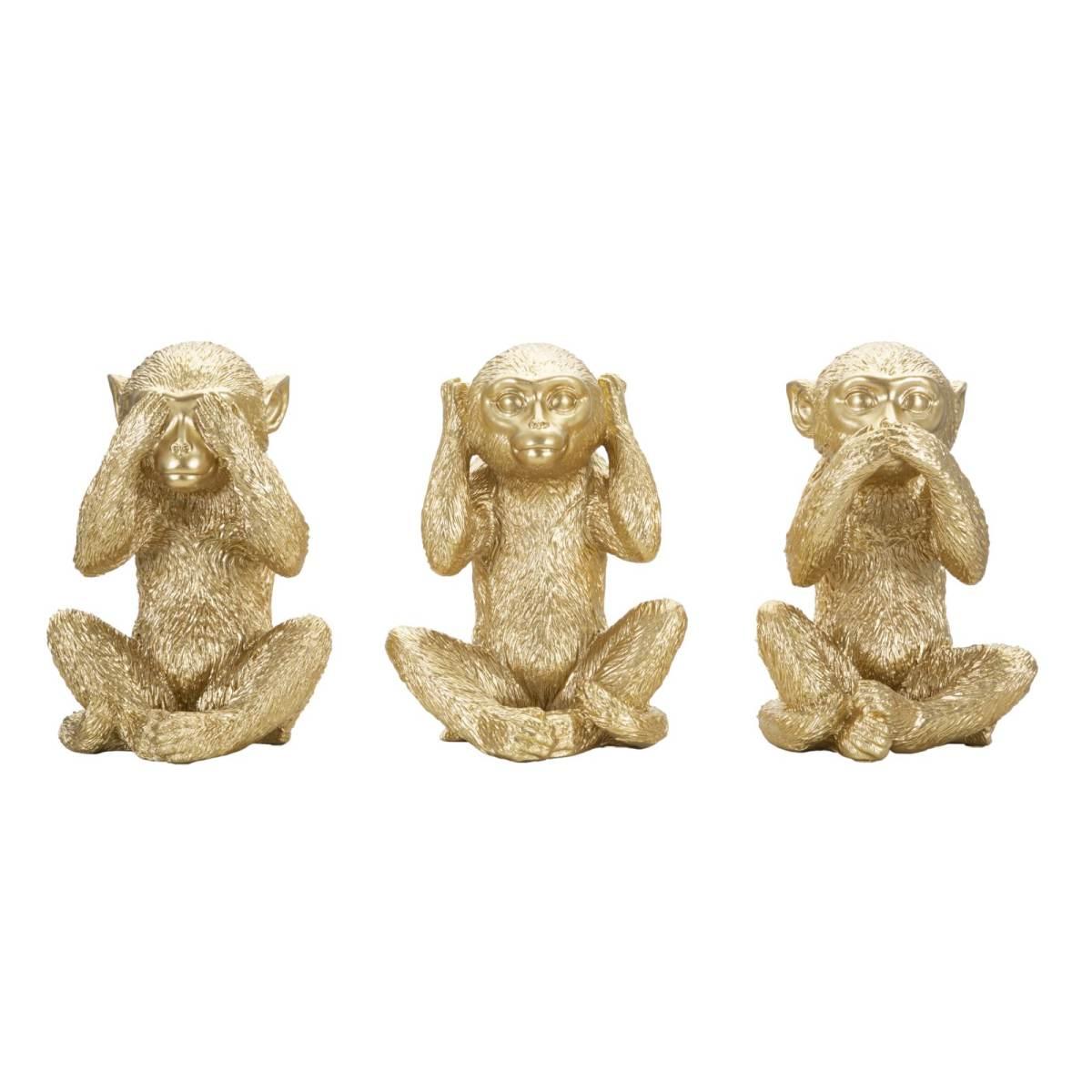 Scultura Scimmia Non Vedo Non Sento Non Parlo Set 3 Pz cm.13x14x19.5