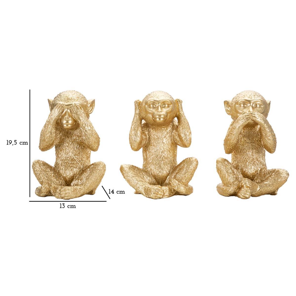 Scultura Scimmia Non Vedo Non Sento Non Parlo Set 3 Pz cm.13x14x19.5