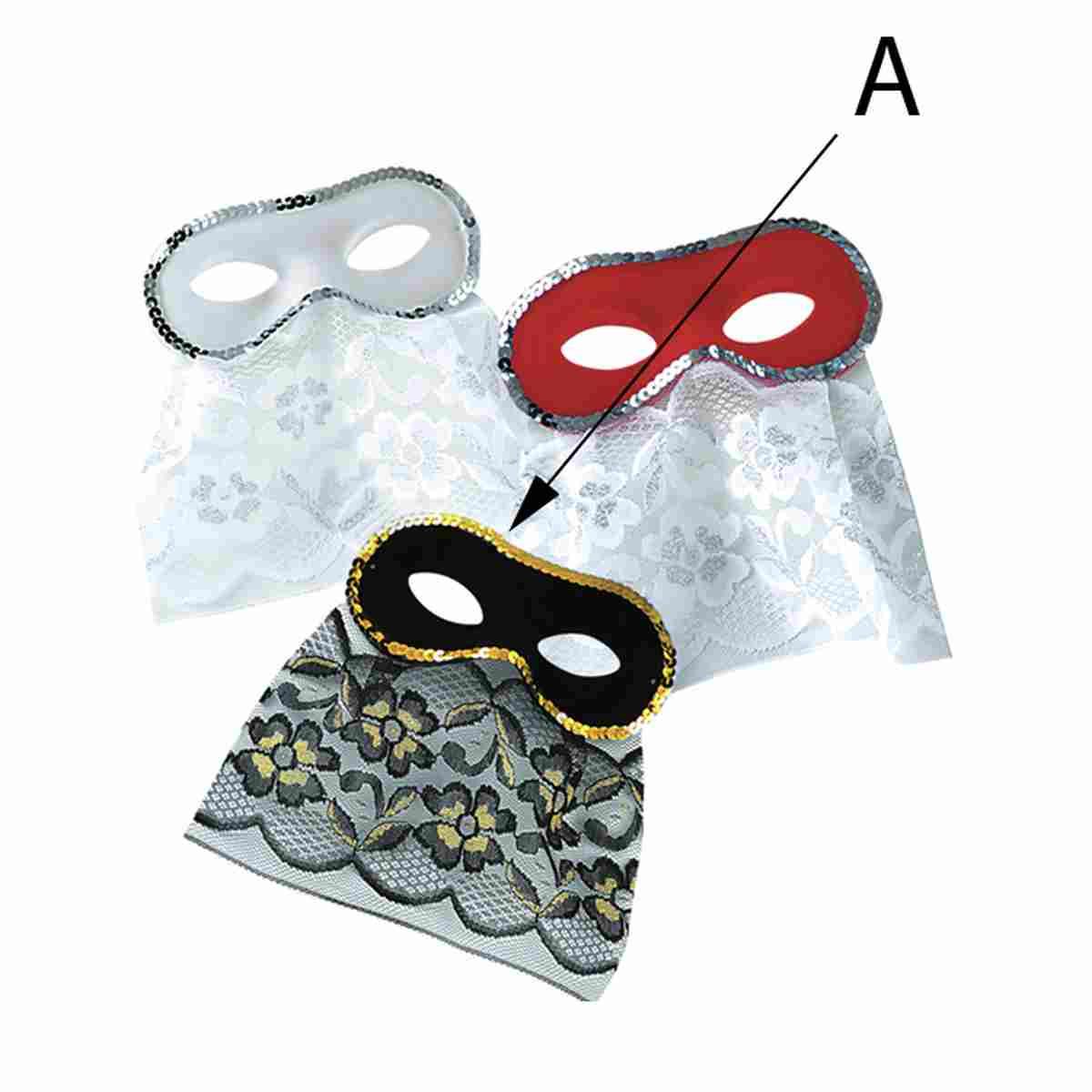 Maschera Viso Domino Tessuto Con Bautta 3 Modelli |Carnival Toys