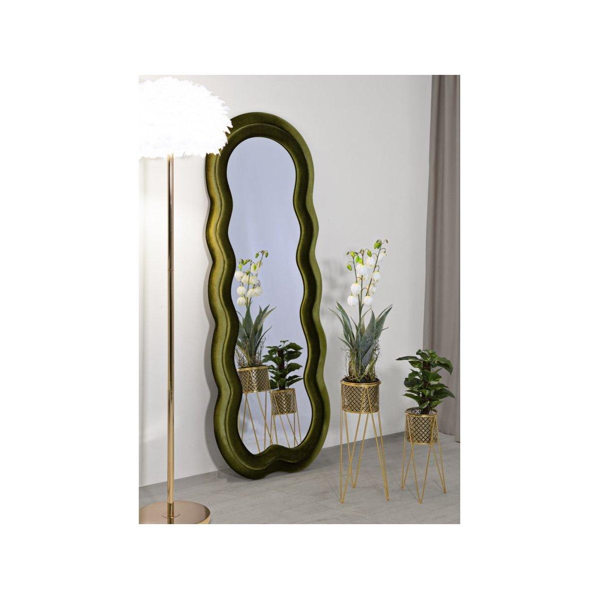 Specchio da muro miki velluto verde misura specchio 60 x 4 x 160 cm