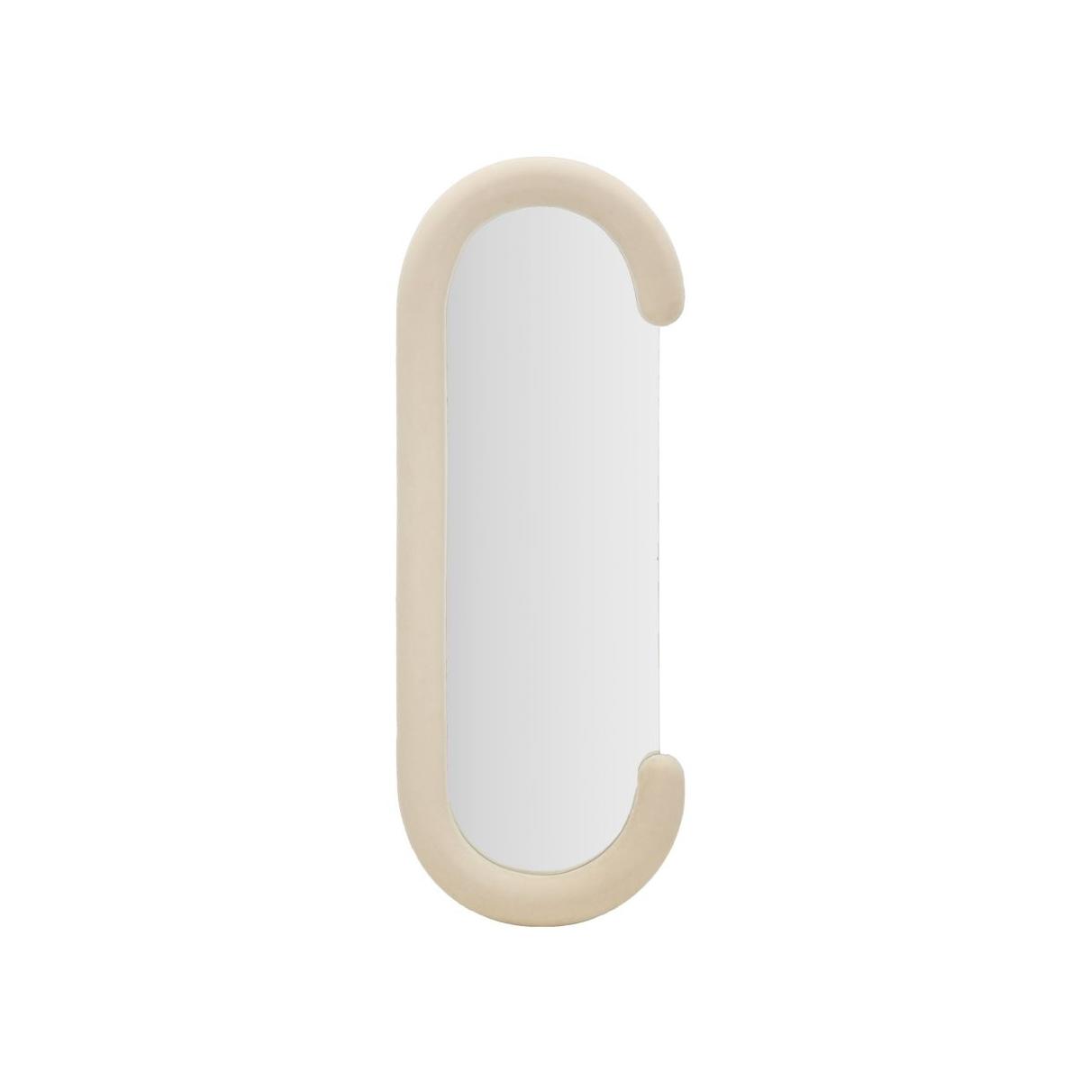 Specchio Da Muro Chantal Velluto Crema cm.60x7x160 Misura Specchio cm.45x140