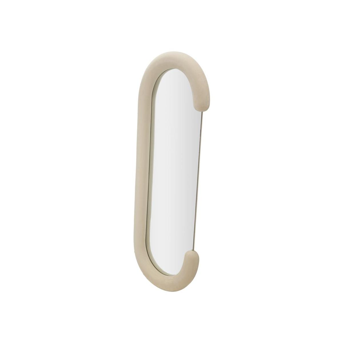 Specchio Da Muro Chantal Velluto Crema cm.60x7x160 Misura Specchio cm.45x140