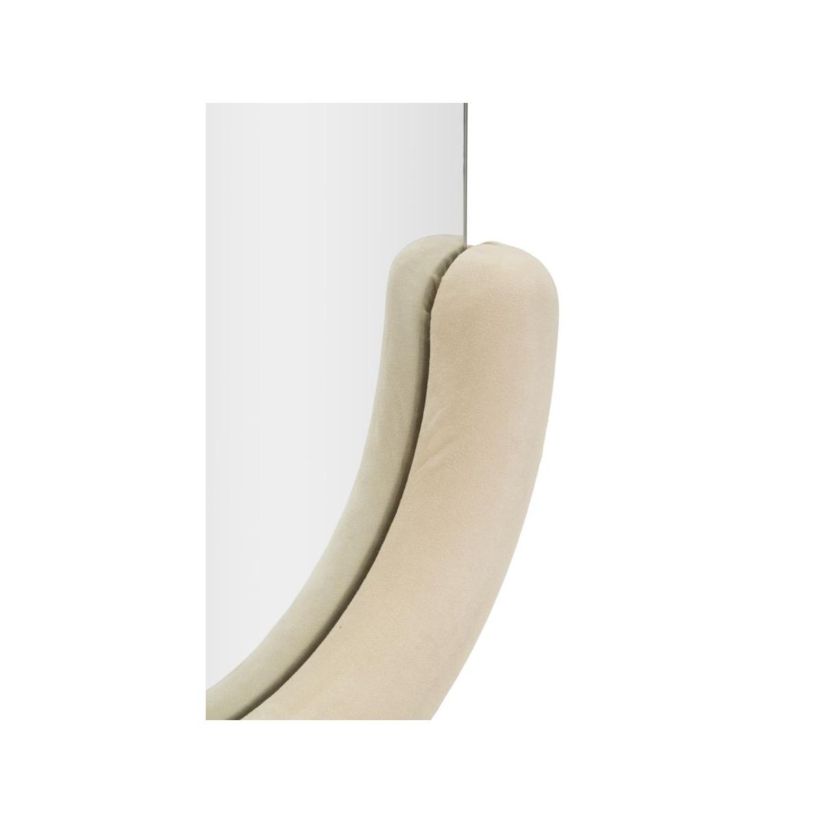 Specchio Da Muro Chantal Velluto Crema cm.60x7x160 Misura Specchio cm.45x140