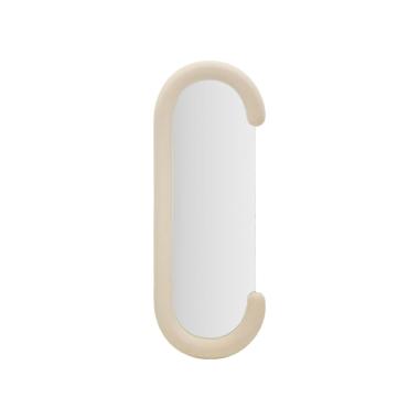 Specchio Da Muro Chantal Velluto Crema cm.60x7x160 Misura Specchio cm.45x140