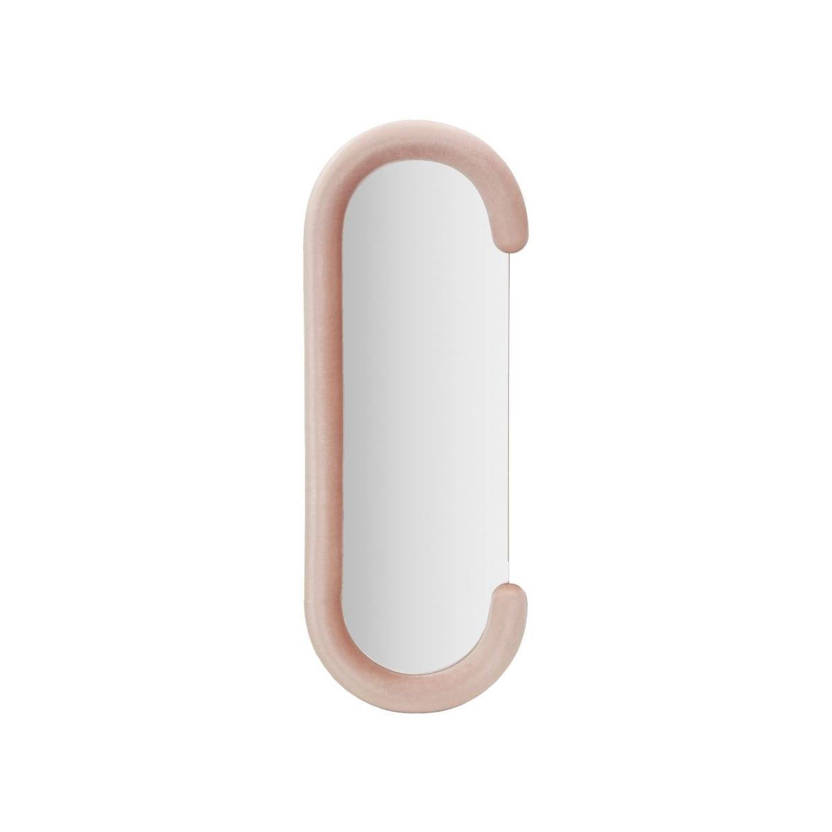 Specchio Da Muro Chantal Velluto Rosa cm.60x7x160 Misura Specchio cm.45x140