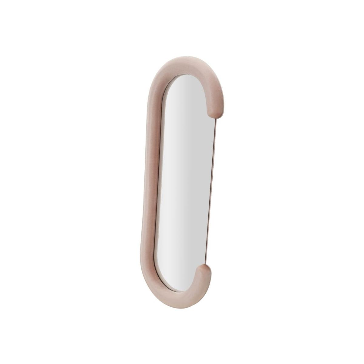 Specchio Da Muro Chantal Velluto Rosa cm.60x7x160 Misura Specchio cm.45x140