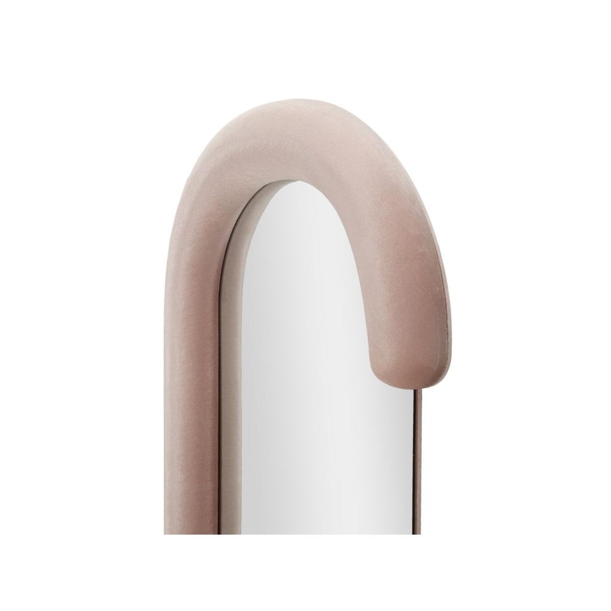 Specchio Da Muro Chantal Velluto Rosa cm.60x7x160 Misura Specchio cm.45x140