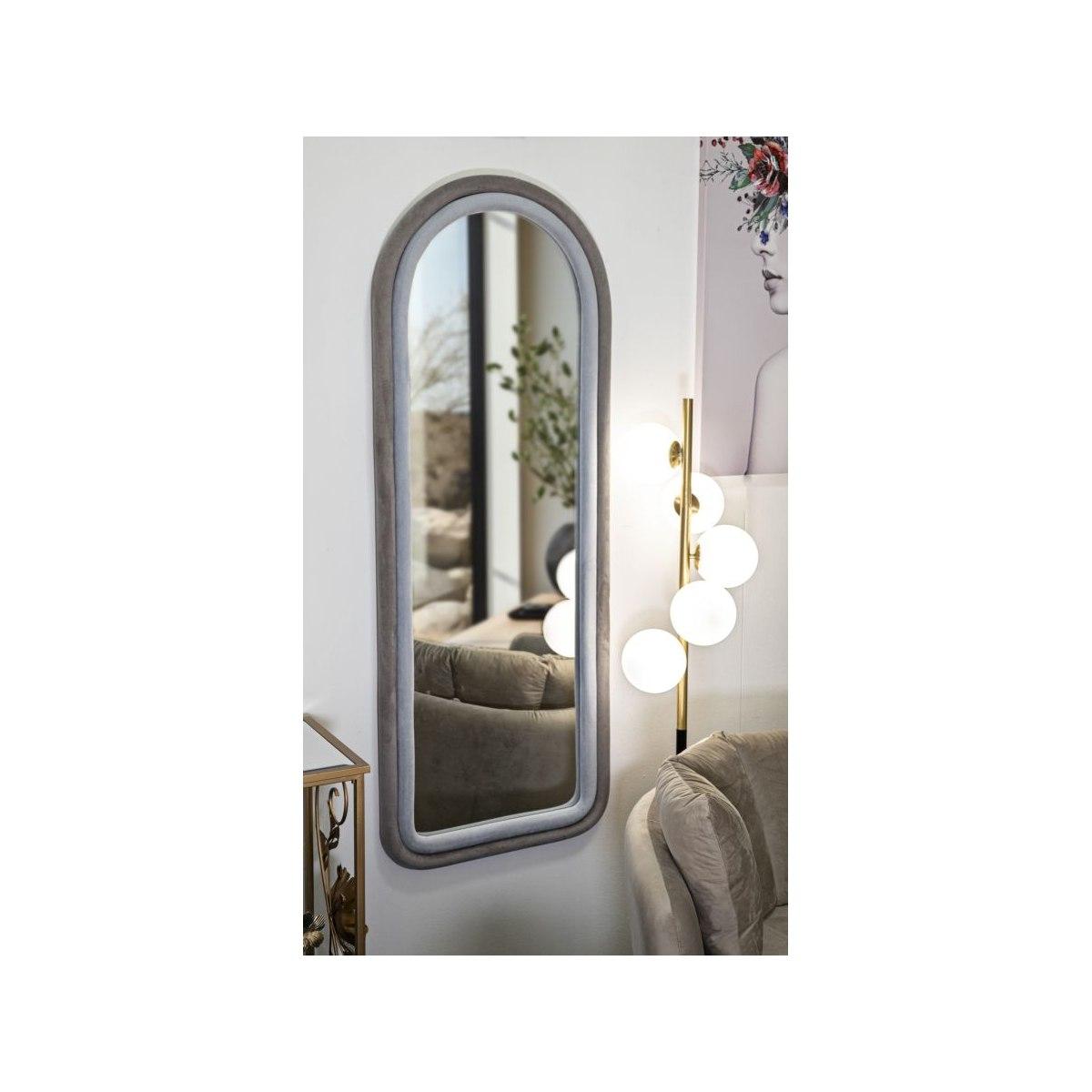 Specchio Da Muro Cloe Velluto Grigio cm.60x4x160