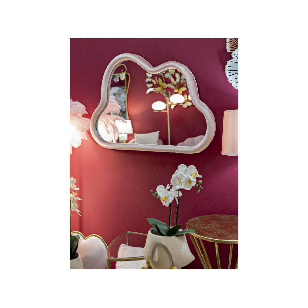 Specchio Da Muro Cloud Velluto Rosa cm.90x4x60 Misura Specchio cm.82x52