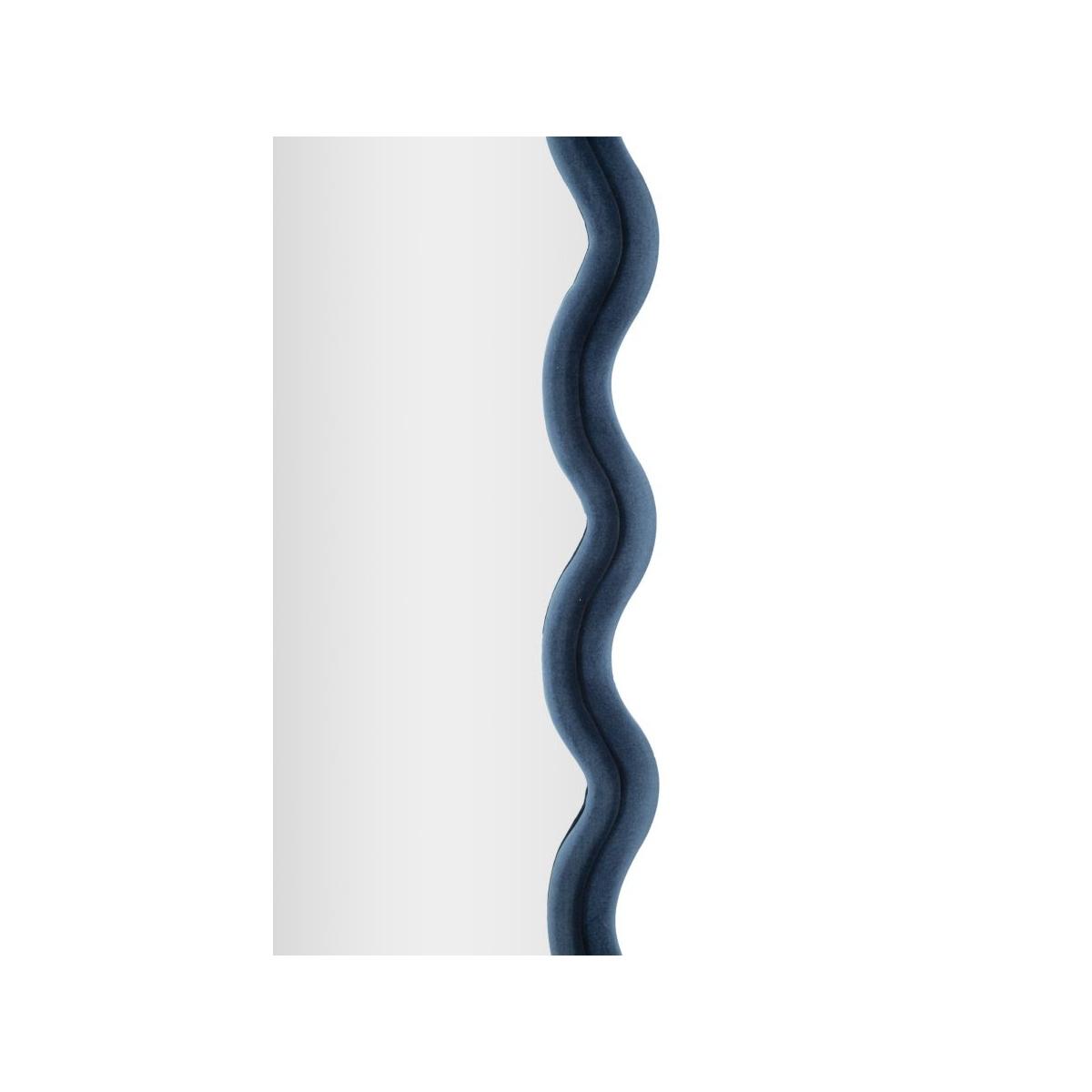 Specchio Da Muro Emily Velluto Blu cm.60x6x160 Misura Specchio cm.42x144