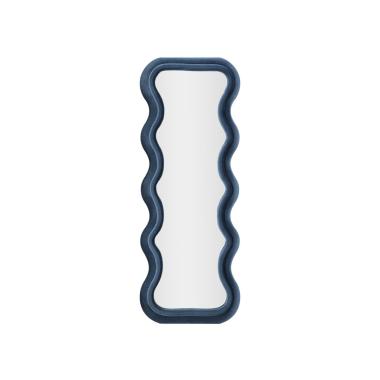 Specchio Da Muro Emily Velluto Blu cm.60x6x160 Misura Specchio cm.42x144
