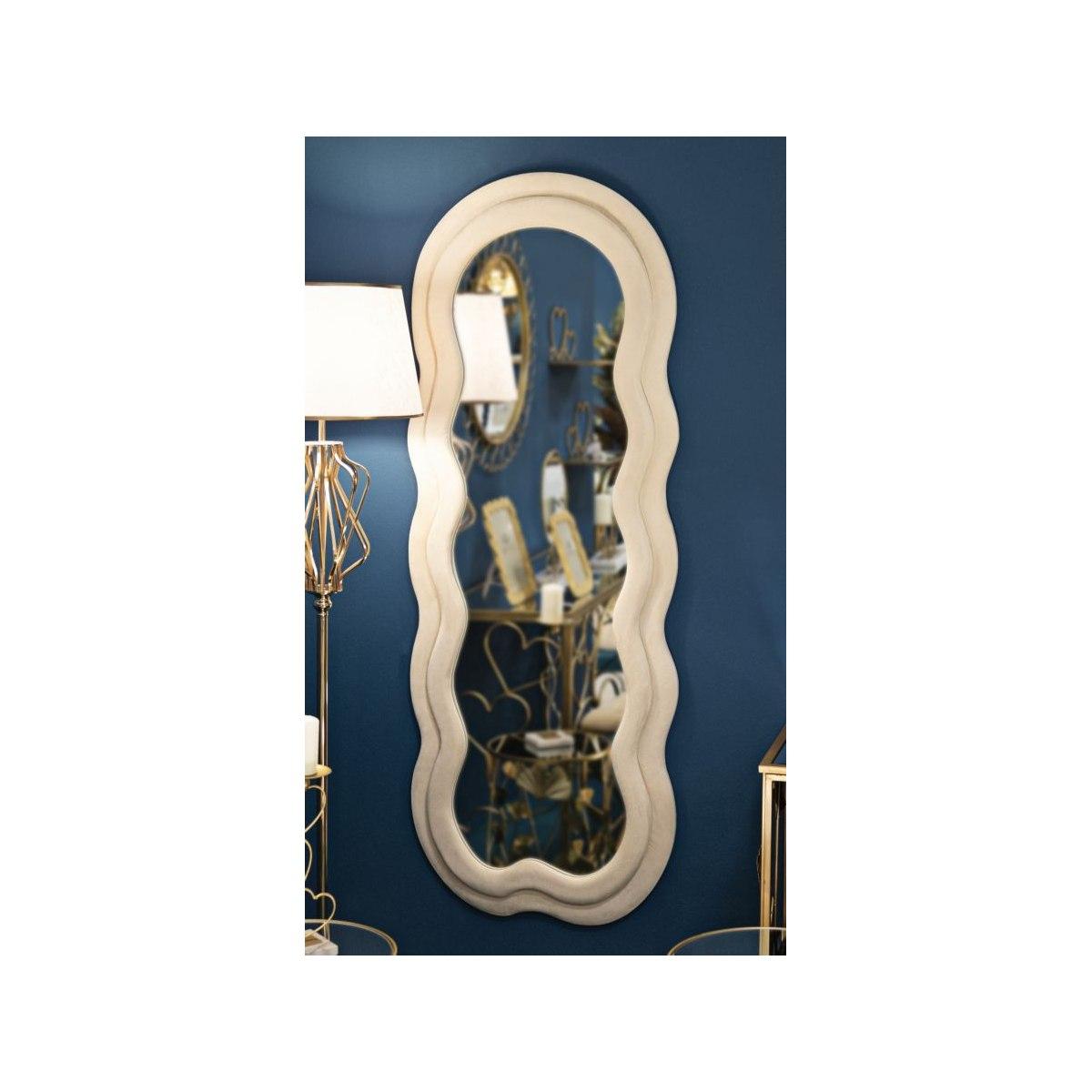 Specchio da muro miki velluto crema misura specchio 60 x 4 x 160 cm
