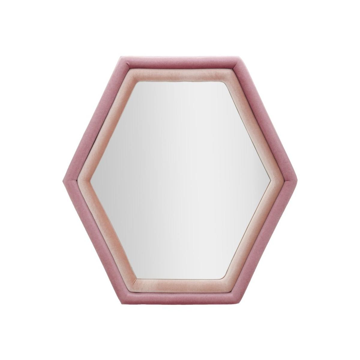 Specchio Da Muro Tony Velluto Rosa/Mix cm.75x4x80 Misura Specchio cm.58x65