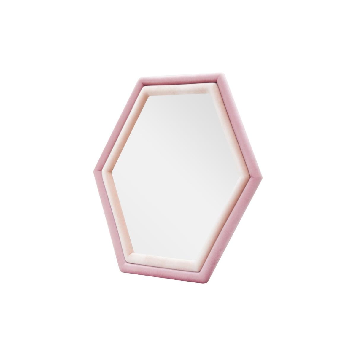 Specchio Da Muro Tony Velluto Rosa/Mix cm.75x4x80 Misura Specchio cm.58x65