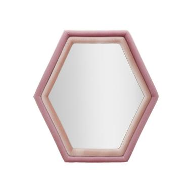 Specchio Da Muro Tony Velluto Rosa/Mix cm.75x4x80 Misura Specchio cm.58x65