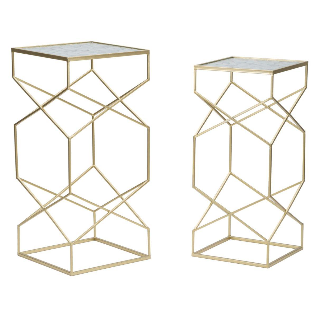 Tavolinetti Glassy Coppia cm.31,5x31,5x68-28x28x64