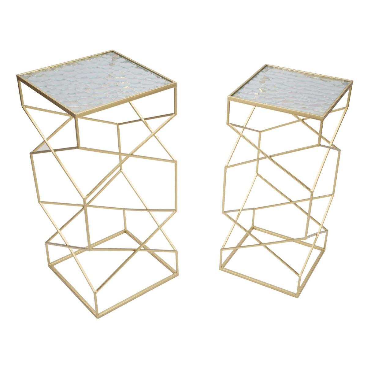 Tavolinetti Glassy Coppia cm.31,5x31,5x68-28x28x64