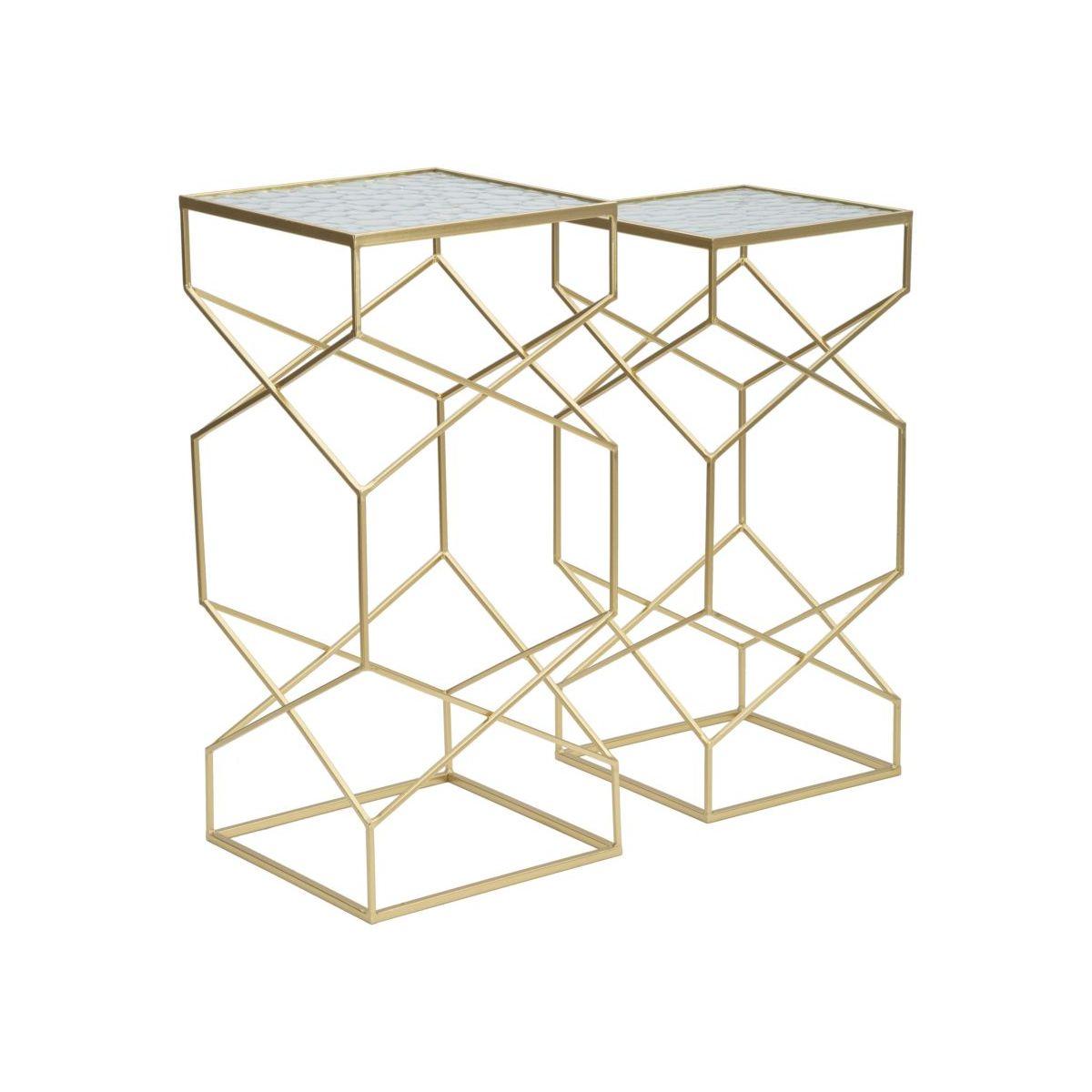 Tavolinetti Glassy Coppia cm.31,5x31,5x68-28x28x64