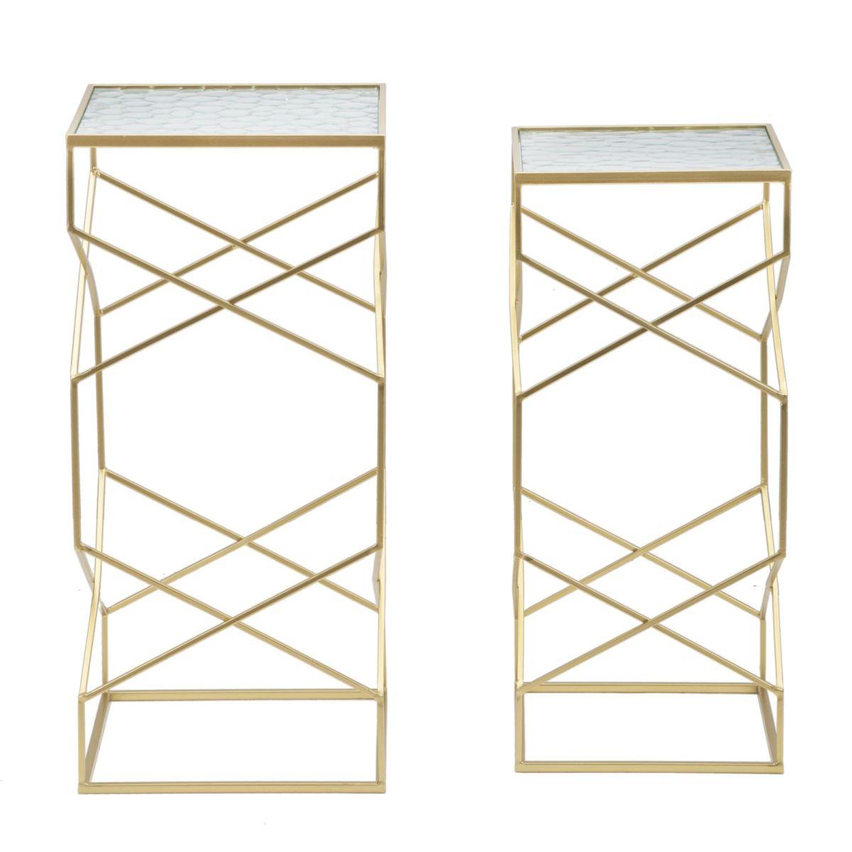 Tavolinetti Glassy Coppia cm.31,5x31,5x68-28x28x64