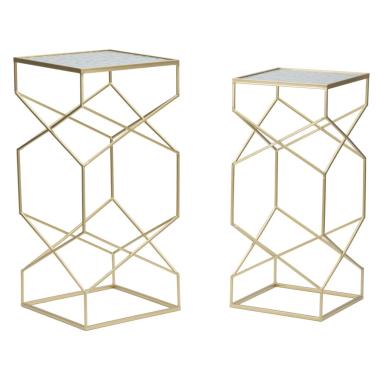 Tavolinetti Glassy Coppia cm.31,5x31,5x68-28x28x64