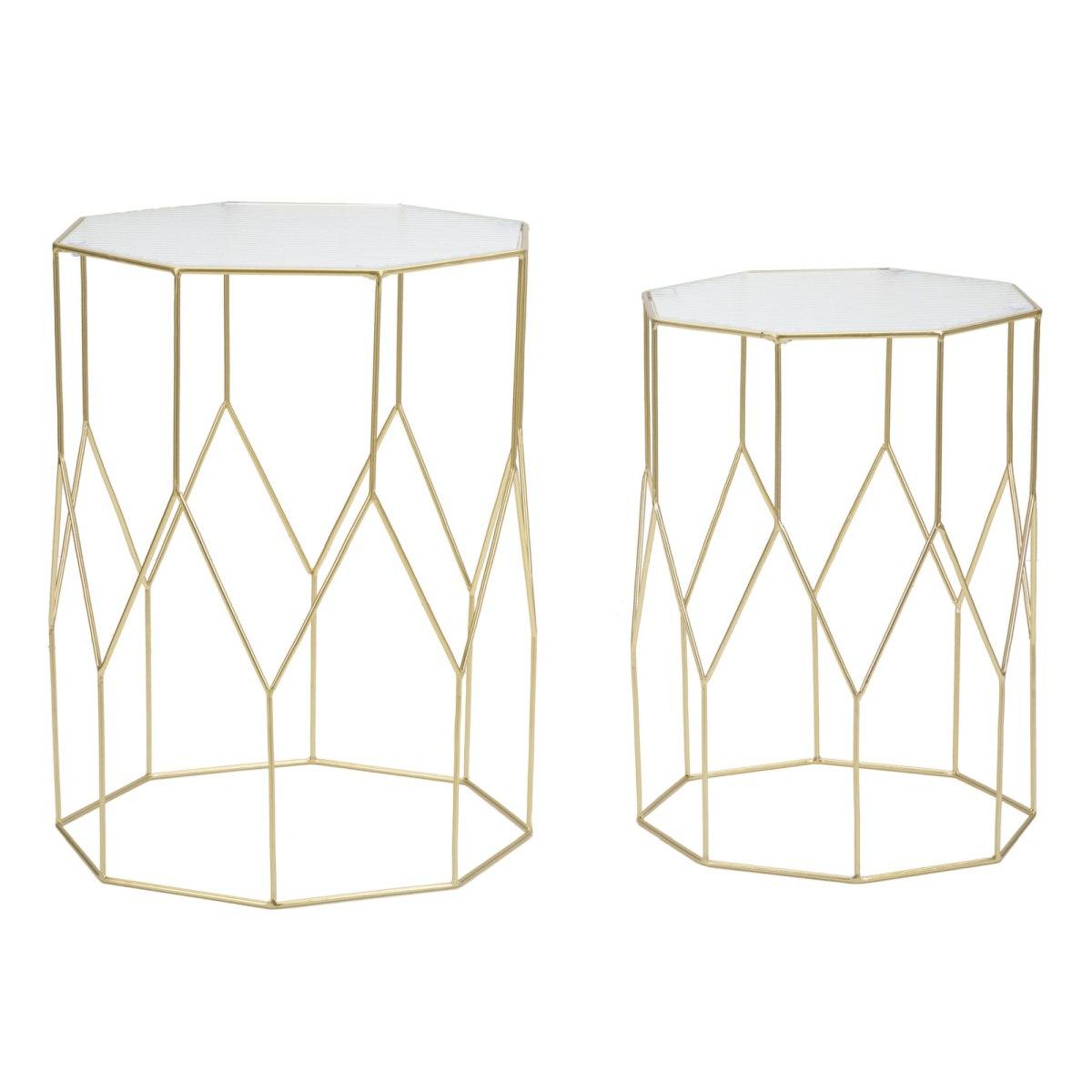 Tavolinetti New Glass Coppia cm.Ø37x47-31x42