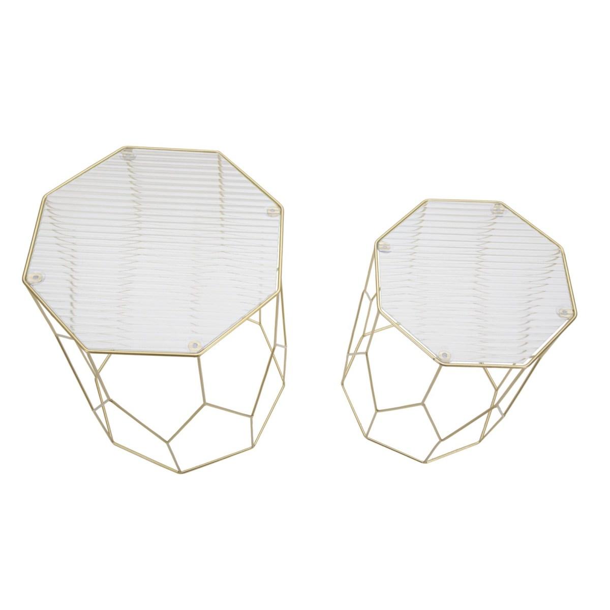 Tavolinetti New Glass Coppia cm.Ø37x47-31x42