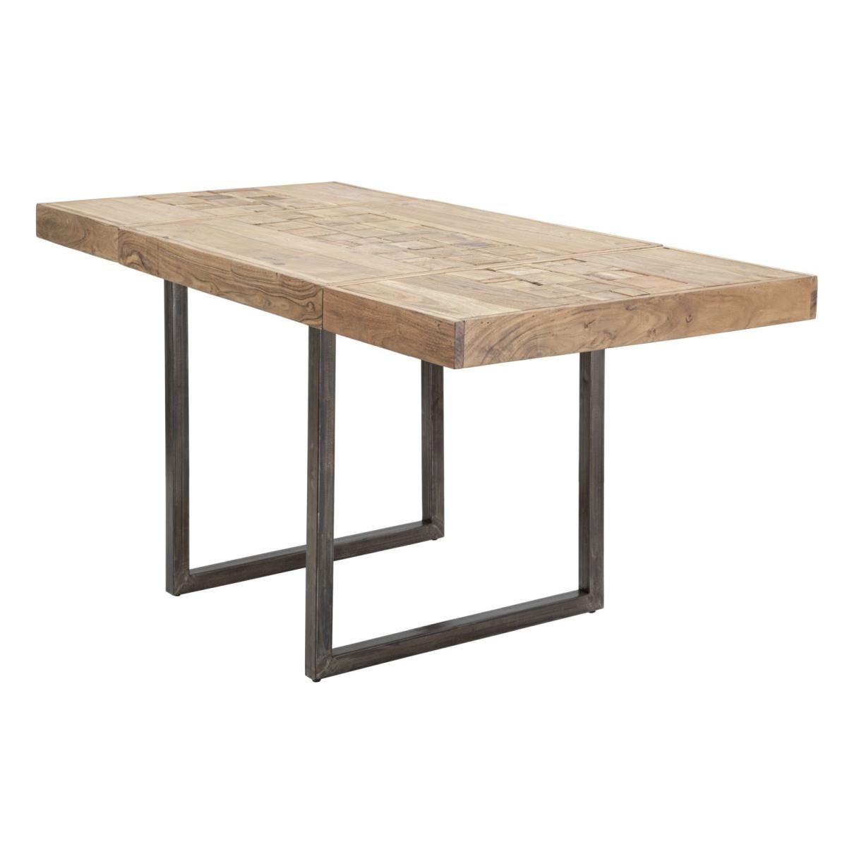 Tavolo Da Pranzo Mumbai Quad. All. cm.80x80x77-Lung. T. 160 Acacia Nilotica