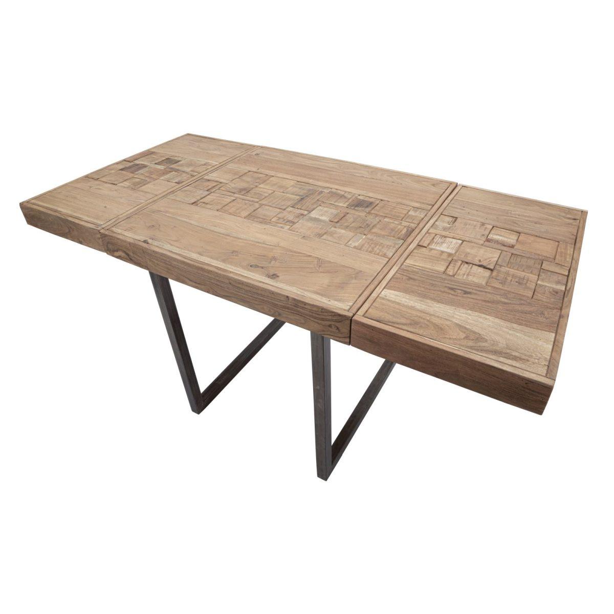 Tavolo Da Pranzo Mumbai Quad. All. cm.80x80x77-Lung. T. 160 Acacia Nilotica