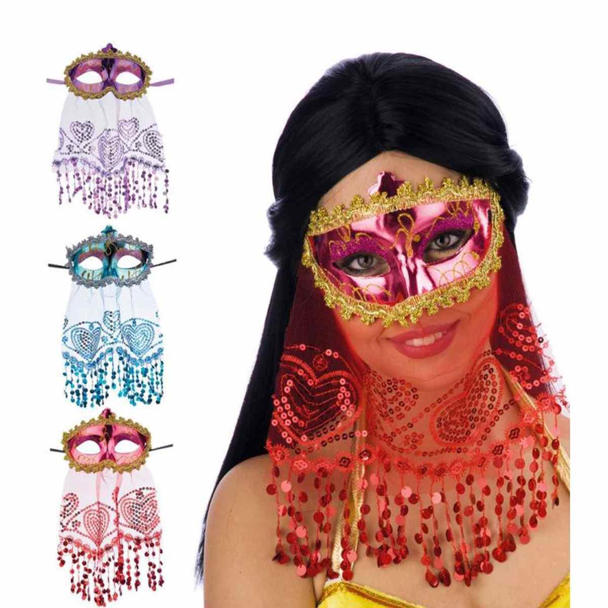 Maschera Viso Odalisca Con Bautta 3 Colori |Carnival Toys