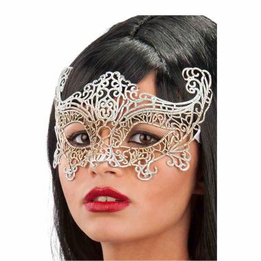 Maschera Viso Pvc Argento Con Glitter |Carnival Toys