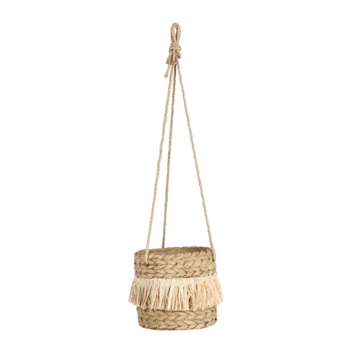 Vaso Ceramica da Appendere con Raffia Naturale cm.Ø15,5x14,5 | Bizzotto