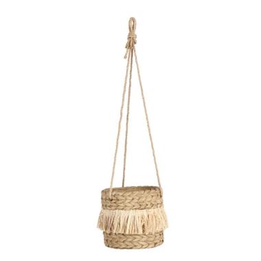 Vaso Ceramica da Appendere con Raffia Naturale cm.Ø15,5x14,5 | Bizzotto