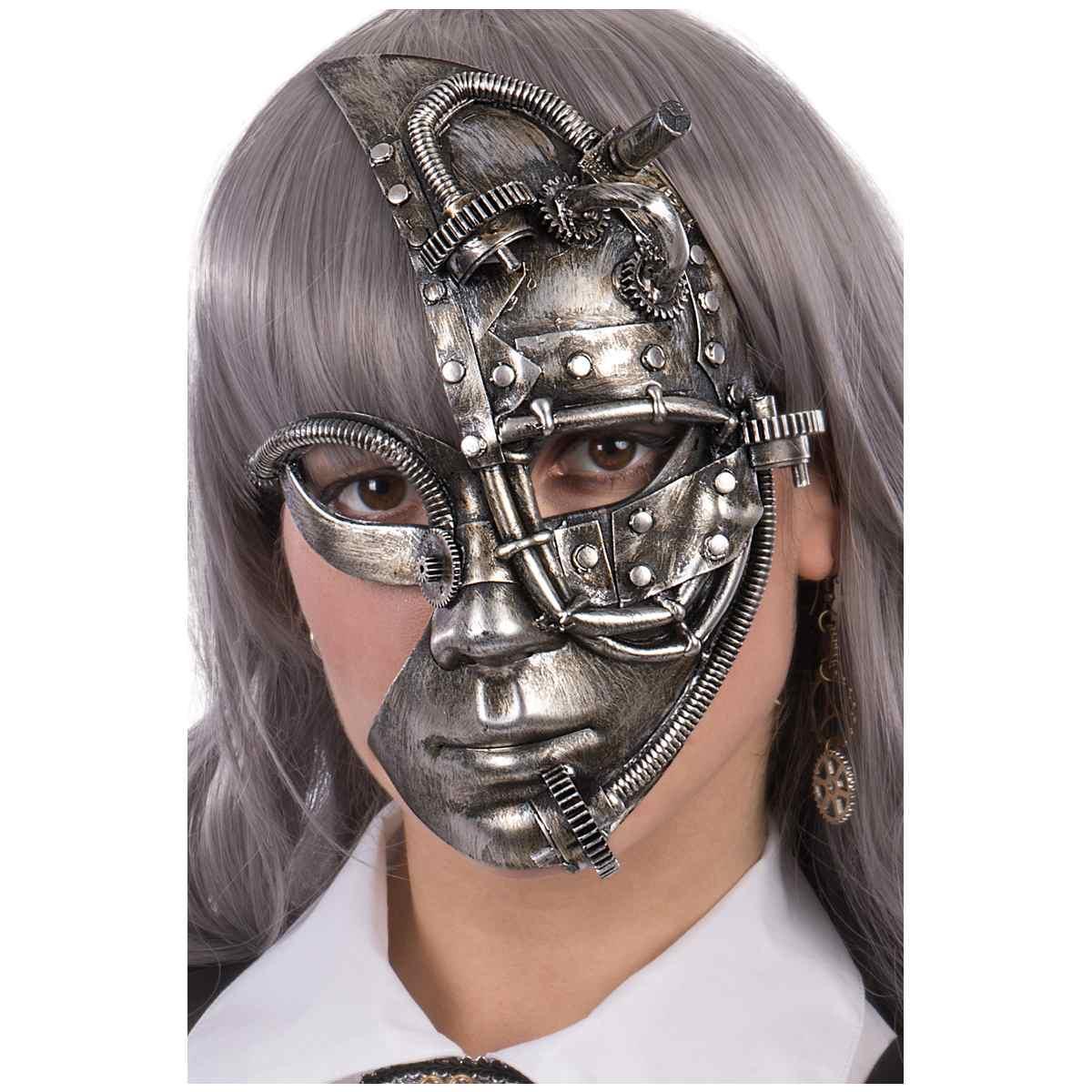 Maschera Viso Pvc Steampunk Argento |Carnival Toys