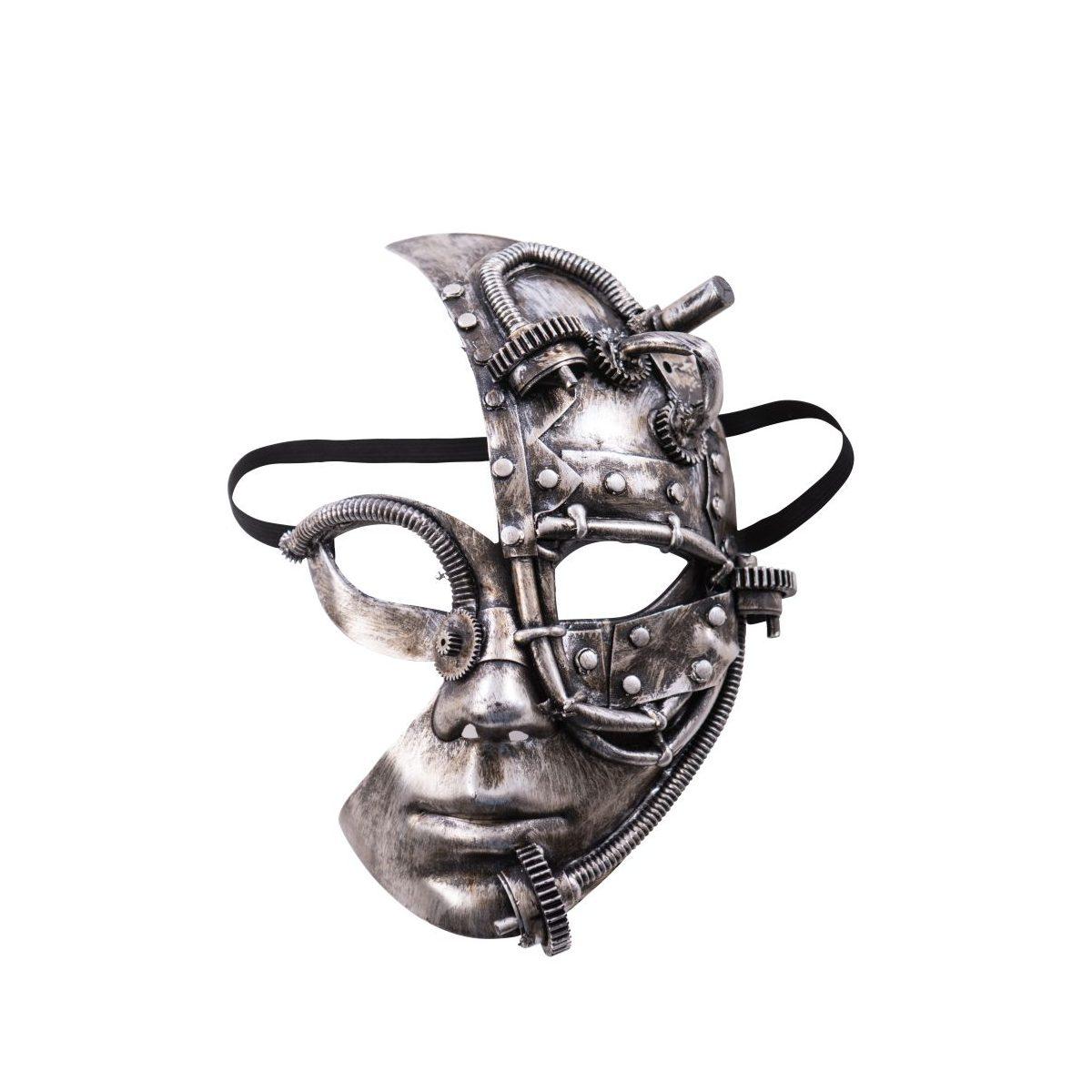 Maschera Viso Pvc Steampunk Argento |Carnival Toys