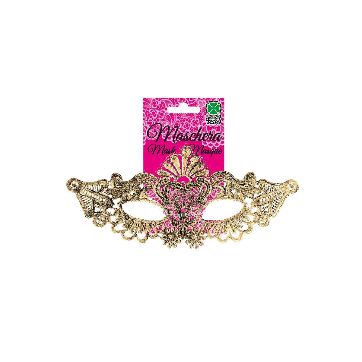 Maschera Viso Pvc Tessuto Macrame Oro |Carnival Toys