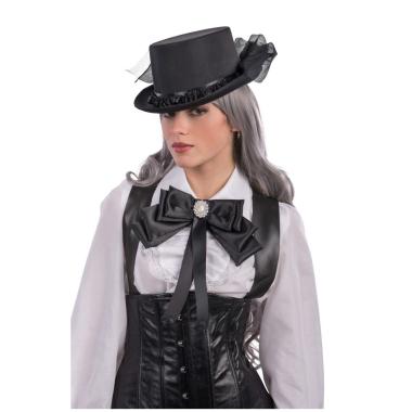 Papillon In Raso Nero Con Fiocco E Cameo |Carnival Toys