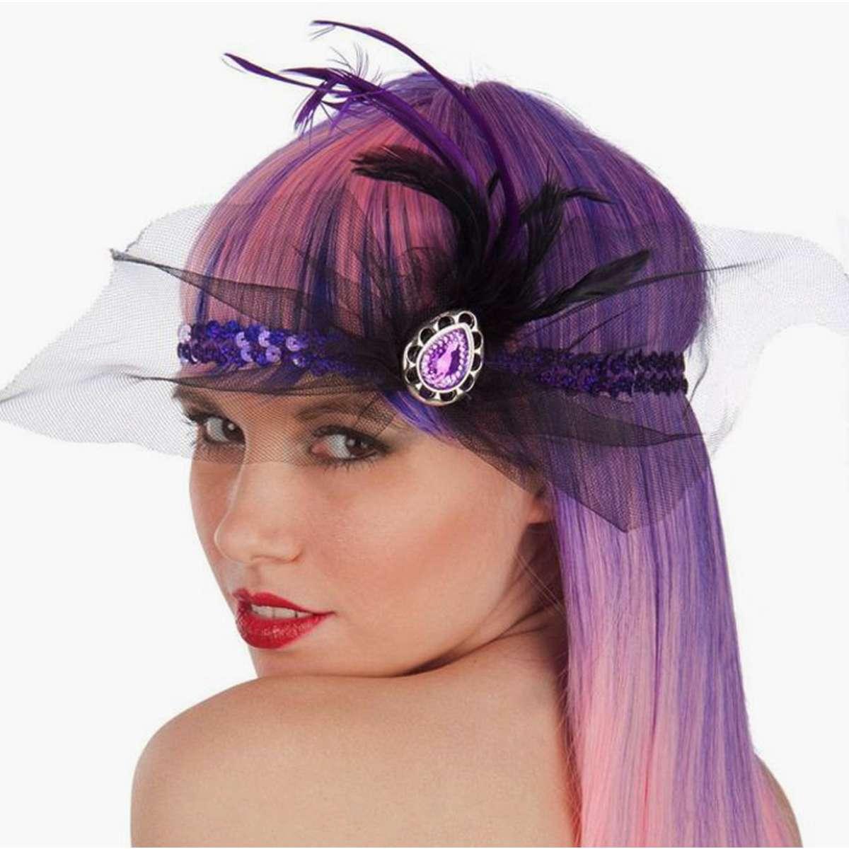 Fascia Capelli Charleston Viola Con Tulle |Carnival Toys