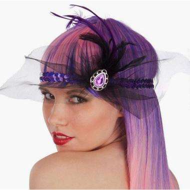 Fascia Capelli Charleston Viola Con Tulle |Carnival Toys