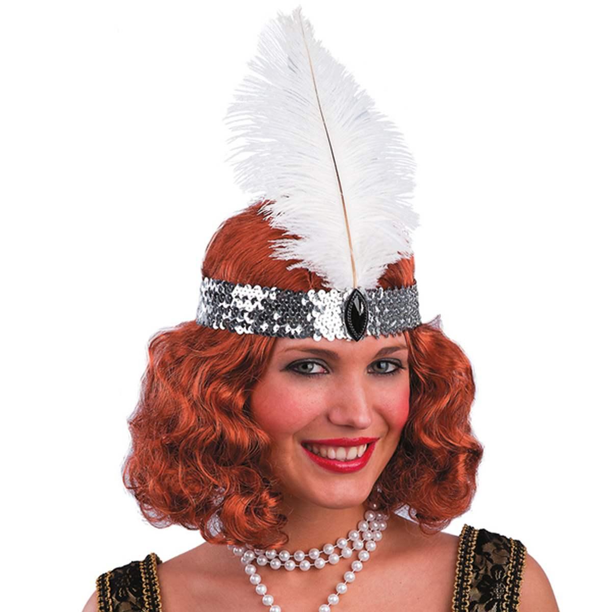 Fascia Capelli Charleston Argento Con Piuma |Carnival Toys
