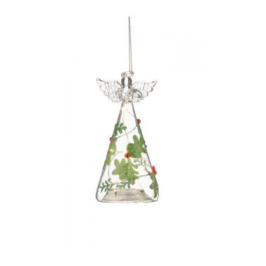 Pallina Vetro Angelo con LED cm.6,5x13 |Bizzotto