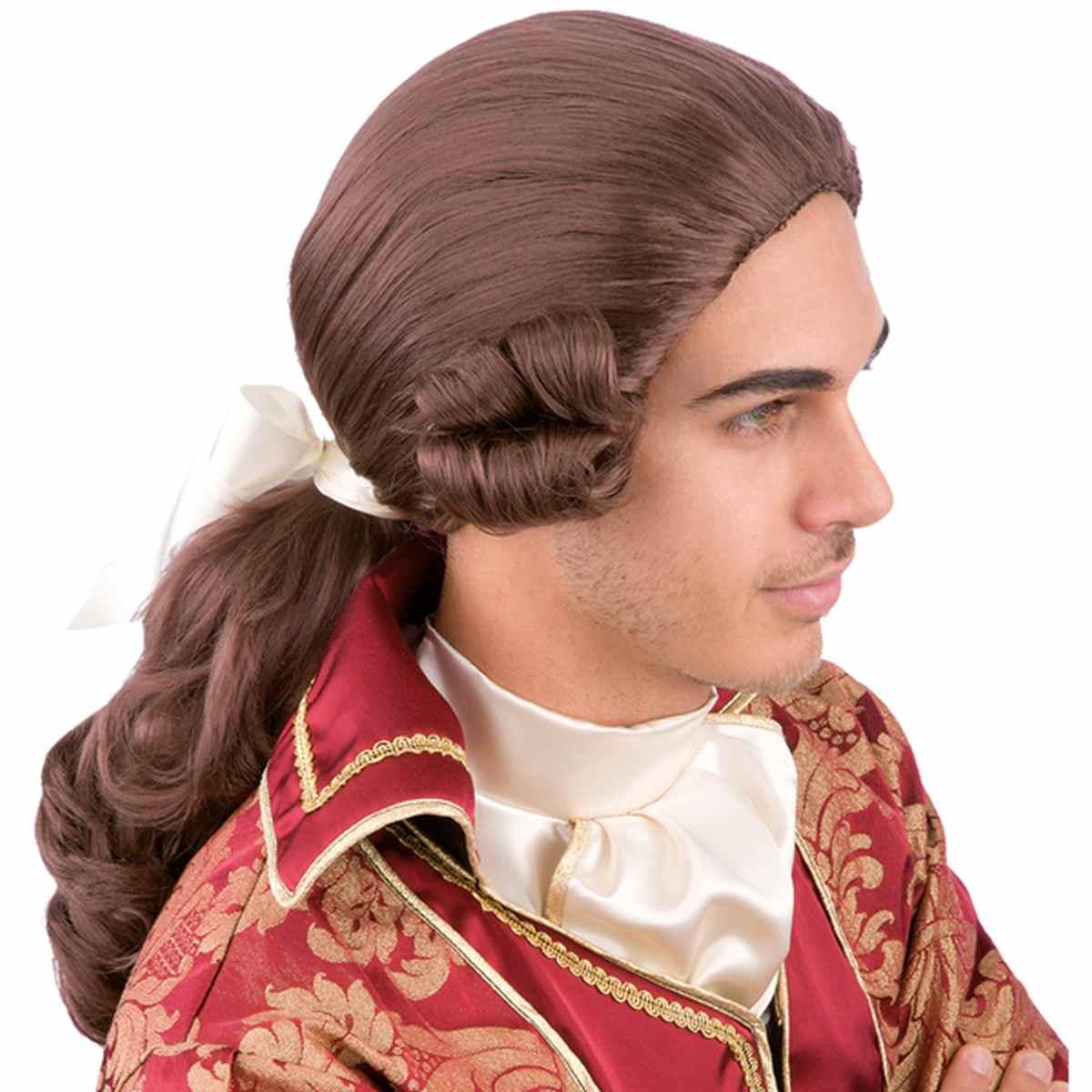 Parrucca Cavaliere Conte Castana Con Boccoli |Carnival Toys