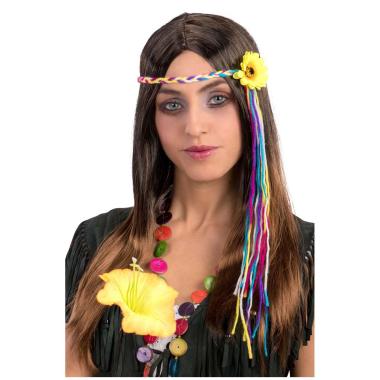 Parrucca Castana Liscia Con Fascia |Carnival Toys