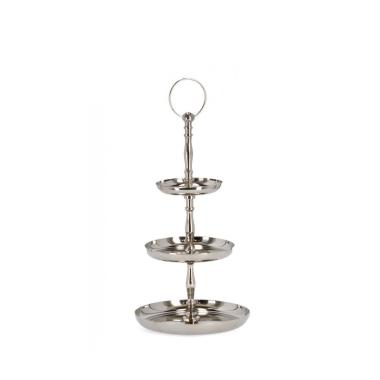 Alzata 3 Piani Decorativa Simla Argento cm.H32 | Bizzotto