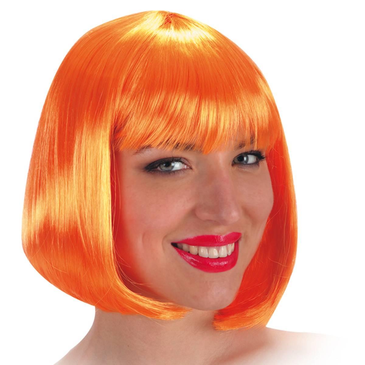 Parrucca Caschetto Pin Up Arancione Liscia Con Frangia |Carnival Toys