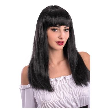 Parrucca Carnevale Nera Liscia Con Frangia |Carnival Toys